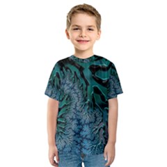 Creative Wing Abstract Texture River Stream Pattern Green Geometric Artistic Blue Art Aqua Turquoise Kids  Sport Mesh Tee