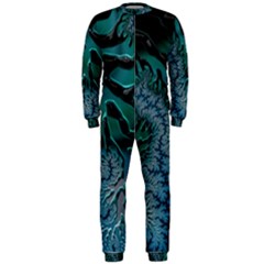 Creative Wing Abstract Texture River Stream Pattern Green Geometric Artistic Blue Art Aqua Turquoise OnePiece Jumpsuit (Men) 