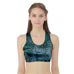 Creative Wing Abstract Texture River Stream Pattern Green Geometric Artistic Blue Art Aqua Turquoise Sports Bra With Border by Vaneshart