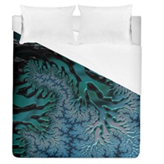 Creative Wing Abstract Texture River Stream Pattern Green Geometric Artistic Blue Art Aqua Turquoise Duvet Cover (Queen Size)