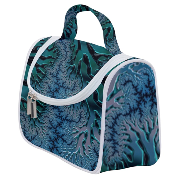 Creative Wing Abstract Texture River Stream Pattern Green Geometric Artistic Blue Art Aqua Turquoise Satchel Handbag