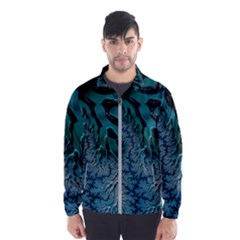 Creative Wing Abstract Texture River Stream Pattern Green Geometric Artistic Blue Art Aqua Turquoise Men s Windbreaker