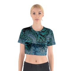 Creative Wing Abstract Texture River Stream Pattern Green Geometric Artistic Blue Art Aqua Turquoise Cotton Crop Top by Vaneshart