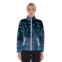 Creative Wing Abstract Texture River Stream Pattern Green Geometric Artistic Blue Art Aqua Turquoise Winter Jacket