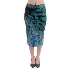 Creative Wing Abstract Texture River Stream Pattern Green Geometric Artistic Blue Art Aqua Turquoise Midi Pencil Skirt by Vaneshart