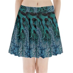 Creative Wing Abstract Texture River Stream Pattern Green Geometric Artistic Blue Art Aqua Turquoise Pleated Mini Skirt