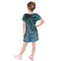 Creative Wing Abstract Texture River Stream Pattern Green Geometric Artistic Blue Art Aqua Turquoise Kids  Short Sleeve Velvet Dress View2