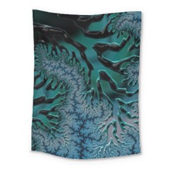 Creative Wing Abstract Texture River Stream Pattern Green Geometric Artistic Blue Art Aqua Turquoise Medium Tapestry by Vaneshart