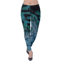 Creative Wing Abstract Texture River Stream Pattern Green Geometric Artistic Blue Art Aqua Turquoise Velvet Leggings View1