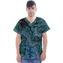 Creative Wing Abstract Texture River Stream Pattern Green Geometric Artistic Blue Art Aqua Turquoise Men s V-Neck Scrub Top View1