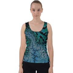 Creative Wing Abstract Texture River Stream Pattern Green Geometric Artistic Blue Art Aqua Turquoise Velvet Tank Top by Vaneshart