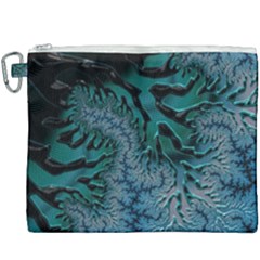 Creative Wing Abstract Texture River Stream Pattern Green Geometric Artistic Blue Art Aqua Turquoise Canvas Cosmetic Bag (xxxl) by Vaneshart