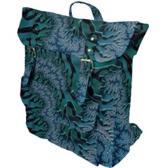 Creative Wing Abstract Texture River Stream Pattern Green Geometric Artistic Blue Art Aqua Turquoise Buckle Up Backpack