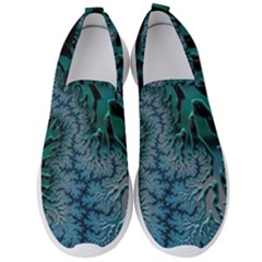 Creative Wing Abstract Texture River Stream Pattern Green Geometric Artistic Blue Art Aqua Turquoise Men s Slip On Sneakers by Vaneshart