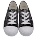 Black And White Plant Leaf Flower Pattern Line Black Monochrome Material Circle Spider Web Design Kids  Low Top Canvas Sneakers View1