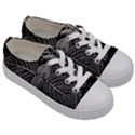 Black And White Plant Leaf Flower Pattern Line Black Monochrome Material Circle Spider Web Design Kids  Low Top Canvas Sneakers View3