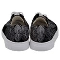 Black And White Plant Leaf Flower Pattern Line Black Monochrome Material Circle Spider Web Design Kids  Low Top Canvas Sneakers View4