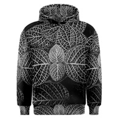 Black And White Plant Leaf Flower Pattern Line Black Monochrome Material Circle Spider Web Design Men s Overhead Hoodie by Vaneshart