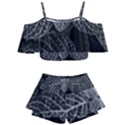 Black And White Plant Leaf Flower Pattern Line Black Monochrome Material Circle Spider Web Design Kids  Off Shoulder Skirt Bikini View1