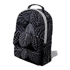 Black And White Plant Leaf Flower Pattern Line Black Monochrome Material Circle Spider Web Design Flap Pocket Backpack (large) by Vaneshart