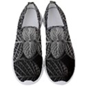 Black And White Plant Leaf Flower Pattern Line Black Monochrome Material Circle Spider Web Design Men s Slip On Sneakers View1