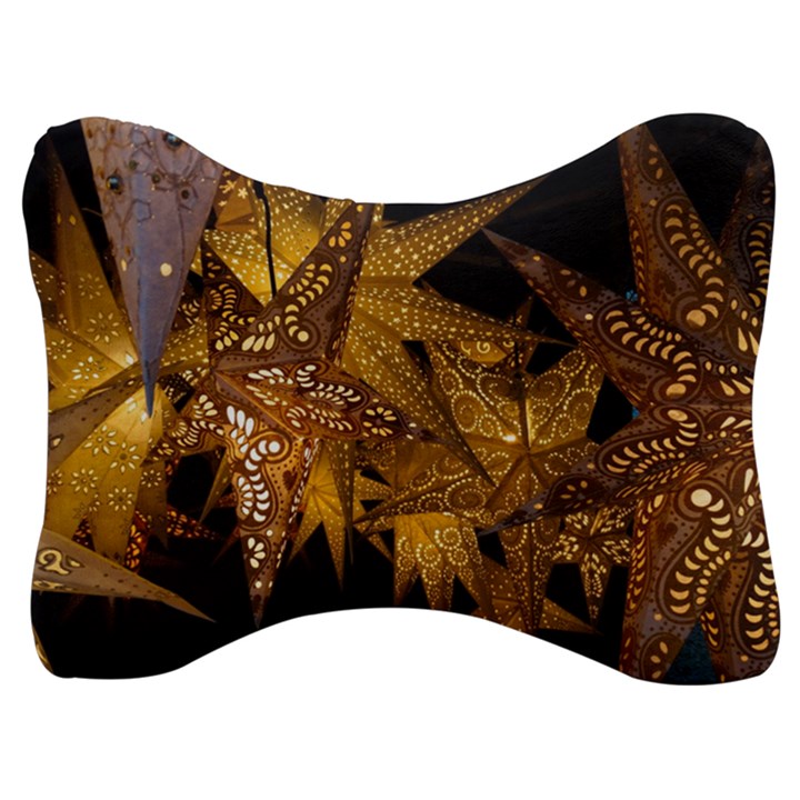 Star Decoration Christmas Christmas Decoration Symmetry Christmas Lights Fractal Art Luminous Stars Velour Seat Head Rest Cushion