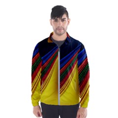 Abstract Spiral Wave Line Color Colorful Yellow Paper Still Life Circle Font Illustration Design Men s Windbreaker by Vaneshart