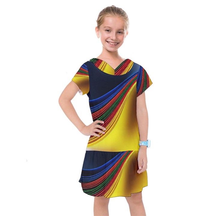 Abstract Spiral Wave Line Color Colorful Yellow Paper Still Life Circle Font Illustration Design Kids  Drop Waist Dress