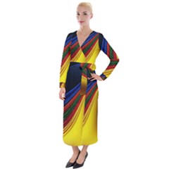 Abstract Spiral Wave Line Color Colorful Yellow Paper Still Life Circle Font Illustration Design Velvet Maxi Wrap Dress by Vaneshart