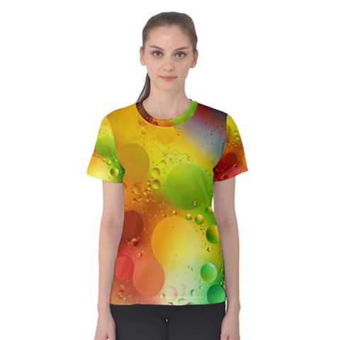 Abstract Sunlight Flower Reflection Color Macro Floating Yellow Circle Macro Photography Spheres Oil Women s Cotton Tee by Vaneshart