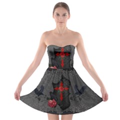 The Crows With Cross Strapless Bra Top Dress by FantasyWorld7