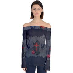 The Crows With Cross Off Shoulder Long Sleeve Top by FantasyWorld7