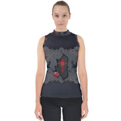 The Crows With Cross Mock Neck Shell Top by FantasyWorld7