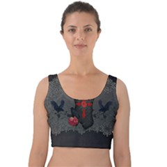 The Crows With Cross Velvet Crop Top by FantasyWorld7