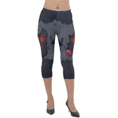 The Crows With Cross Lightweight Velour Capri Leggings  by FantasyWorld7