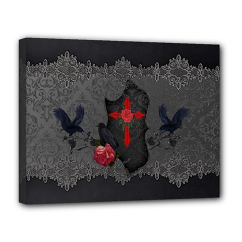 The Crows With Cross Canvas 14  x 11  (Stretched)