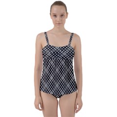 Sketchy Skulls Pattern Twist Front Tankini Set