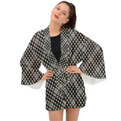 Sketchy Skulls Pattern Long Sleeve Kimono by bloomingvinedesign