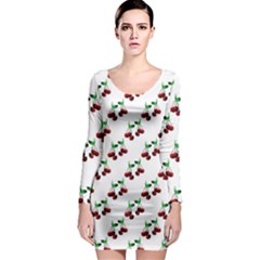 Cherries Pattern Long Sleeve Bodycon Dress by bloomingvinedesign