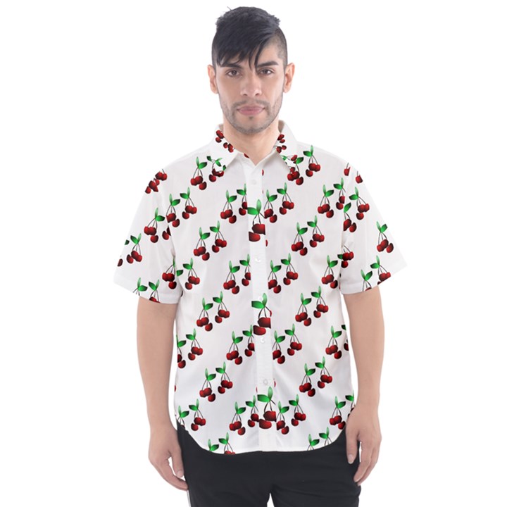 Cherries Pattern Men s Short Sleeve Shirt