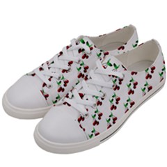 Cherries Pattern Women s Low Top Canvas Sneakers by bloomingvinedesign