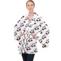 Cherries Pattern Long Sleeve Velvet Kimono  View1