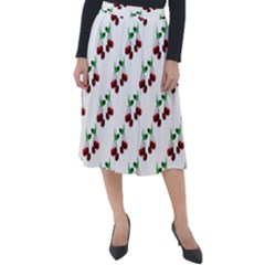 Cherries Pattern Classic Velour Midi Skirt  by bloomingvinedesign