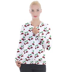 Cherries Pattern Casual Zip Up Jacket by bloomingvinedesign