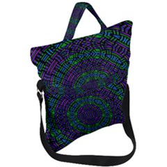 Texture Pattern Line Colorful Circle Art Background Design Decorative Symmetry Style Shape  Fold Over Handle Tote Bag by Vaneshart