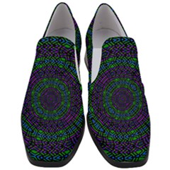 Texture Pattern Line Colorful Circle Art Background Design Decorative Symmetry Style Shape  Women Slip On Heel Loafers by Vaneshart