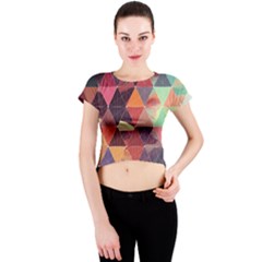 Geometric Pattern Art Crew Neck Crop Top by Vaneshart