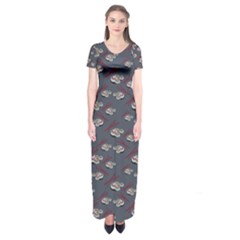 Sushi Pattern Short Sleeve Maxi Dress by bloomingvinedesign