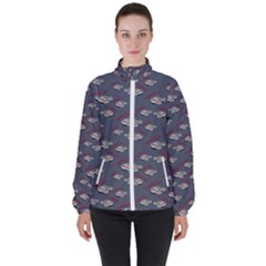 Sushi Pattern Women s High Neck Windbreaker by bloomingvinedesign