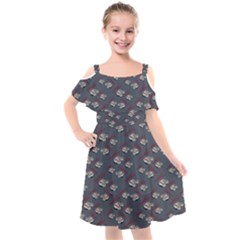 Sushi Pattern Kids  Cut Out Shoulders Chiffon Dress by bloomingvinedesign